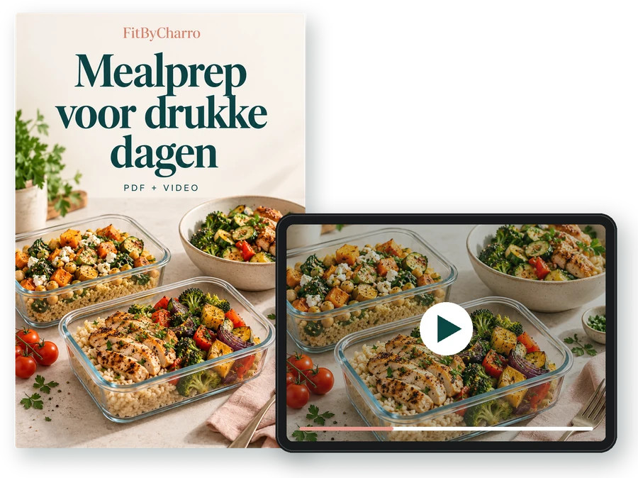 Mealprep voor drukke dagen: boek en video op een tablet